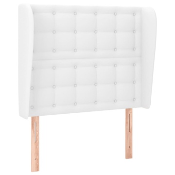 Tăblie de pat cu aripioare, alb, 103x23x118/128 cm, piele eco - Img 2