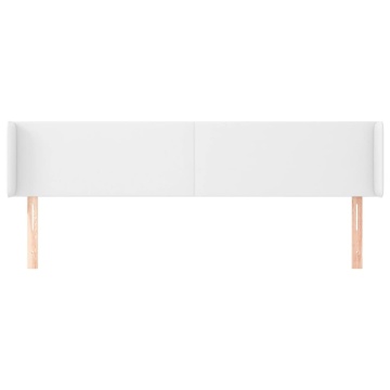 Tăblie de pat cu aripioare alb 163x16x78/88 cm piele ecologică - Img 3