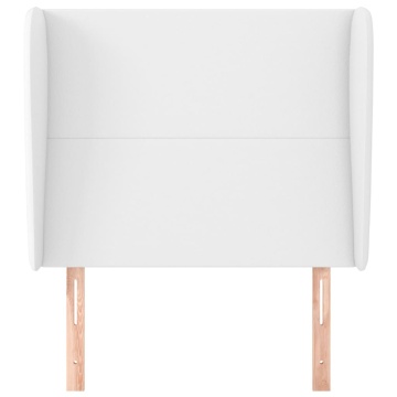 Tăblie de pat cu aripioare, alb, 93x23x118/128 cm, piele eco - Img 3