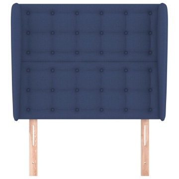 Tăblie de pat cu aripioare, albastru, 103x23x118/128 cm, textil - Img 3
