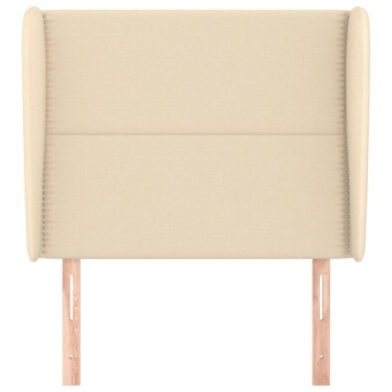 Tăblie de pat cu aripioare, crem, 103x23x118/128 cm, textil - Img 3