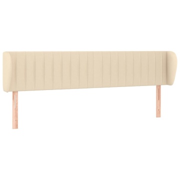 Tăblie de pat cu aripioare crem 203x23x78/88 cm textil - Img 2