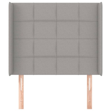 Tăblie de pat cu aripioare gri deschis 103x16x118/128 cm textil - Img 3