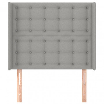 Tăblie de pat cu aripioare gri deschis 103x16x118/128 cm textil - Img 3