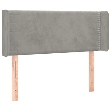 Tăblie de pat cu aripioare gri deschis 103x16x78/88 cm catifea - Img 2