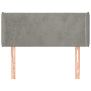 Tăblie de pat cu aripioare gri deschis 103x16x78/88 cm catifea - Img 3