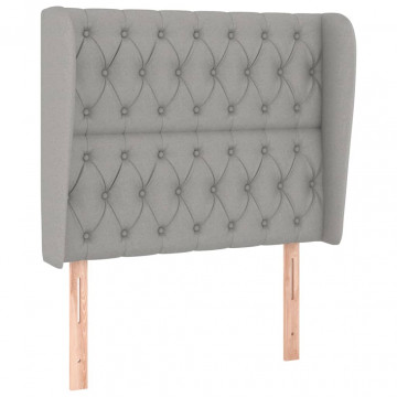 Tăblie de pat cu aripioare gri deschis 103x23x118/128 cm textil - Img 2