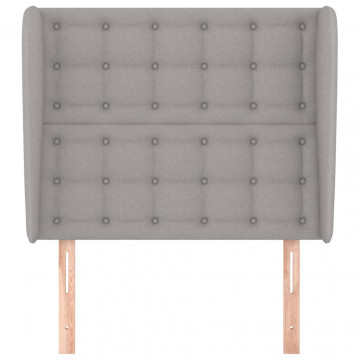 Tăblie de pat cu aripioare gri deschis 103x23x118/128 cm textil - Img 3