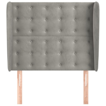 Tăblie de pat cu aripioare gri deschis 103x23x118/128cm catifea - Img 3