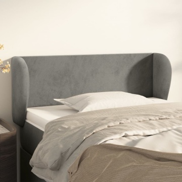 Tăblie de pat cu aripioare gri deschis 103x23x78/88 cm catifea - Img 1