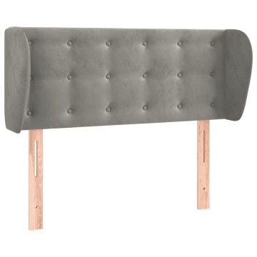 Tăblie de pat cu aripioare gri deschis 103x23x78/88 cm catifea - Img 2