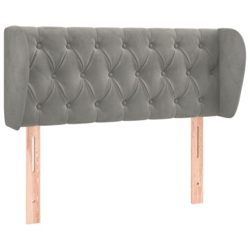 Tăblie de pat cu aripioare gri deschis 103x23x78/88 cm catifea - Img 2