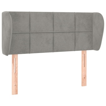 Tăblie de pat cu aripioare gri deschis 103x23x78/88 cm catifea - Img 2