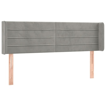 Tăblie de pat cu aripioare gri deschis 147x16x78/88 cm catifea - Img 2