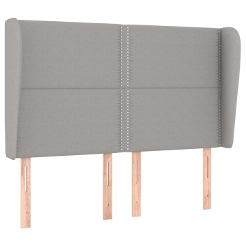 Tăblie de pat cu aripioare gri deschis 147x23x118/128 cm textil - Img 2