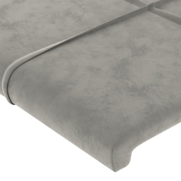 Tăblie de pat cu aripioare gri deschis 147x23x78/88 cm catifea - Img 8