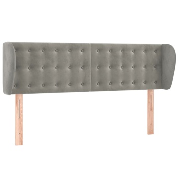 Tăblie de pat cu aripioare gri deschis 147x23x78/88 cm catifea - Img 2