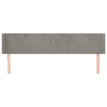 Tăblie de pat cu aripioare gri deschis 163x16x78/88 cm catifea - Img 3