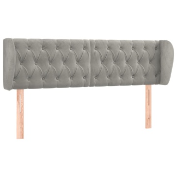 Tăblie de pat cu aripioare gri deschis 163x23x78/88 cm catifea - Img 2