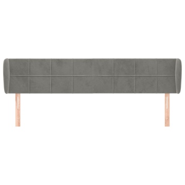 Tăblie de pat cu aripioare gri deschis 163x23x78/88 cm catifea - Img 3