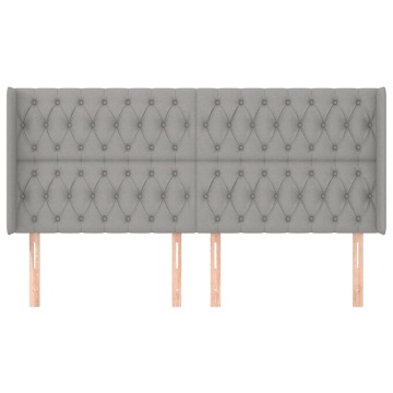 Tăblie de pat cu aripioare gri deschis 183x16x118/128 cm textil - Img 3