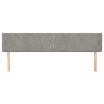 Tăblie de pat cu aripioare gri deschis 183x16x78/88 cm catifea - Img 3
