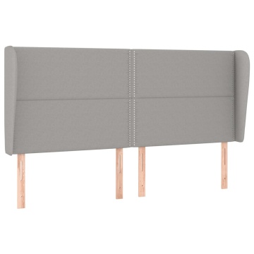 Tăblie de pat cu aripioare gri deschis 183x23x118/128 cm textil - Img 2