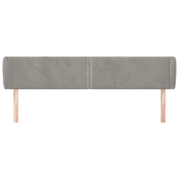 Tăblie de pat cu aripioare gri deschis 183x23x78/88 cm catifea - Img 3