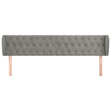 Tăblie de pat cu aripioare gri deschis 183x23x78/88 cm catifea - Img 3