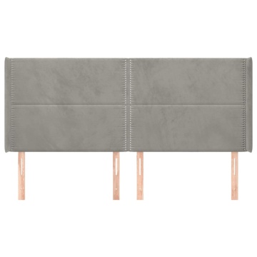 Tăblie de pat cu aripioare gri deschis 203x16x118/128cm catifea - Img 3