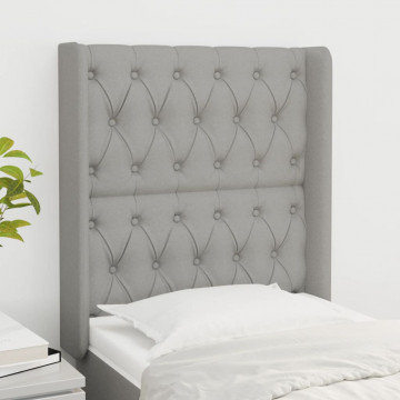 Tăblie de pat cu aripioare gri deschis 83x16x118/128 cm textil - Img 1