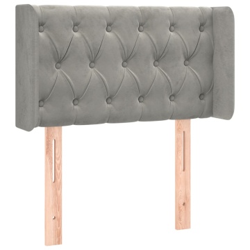 Tăblie de pat cu aripioare gri deschis 83x16x78/88 cm catifea - Img 2