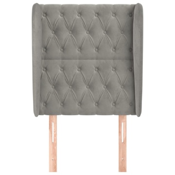 Tăblie de pat cu aripioare gri deschis 83x23x118/128 cm catifea - Img 3