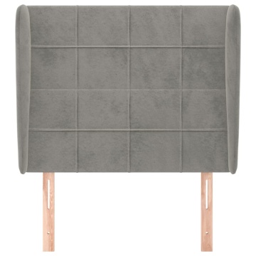 Tăblie de pat cu aripioare gri deschis 83x23x118/128 cm catifea - Img 3