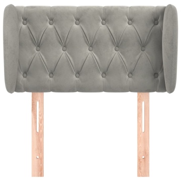 Tăblie de pat cu aripioare gri deschis 83x23x78/88 cm catifea - Img 3