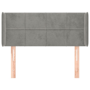 Tăblie de pat cu aripioare gri deschis 93x16x78/88 cm catifea - Img 3