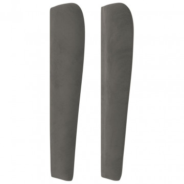 Tăblie de pat cu aripioare gri închis 103x23x118/128 cm catifea - Img 4