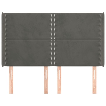 Tăblie de pat cu aripioare gri închis 147x16x118/128 cm catifea - Img 3