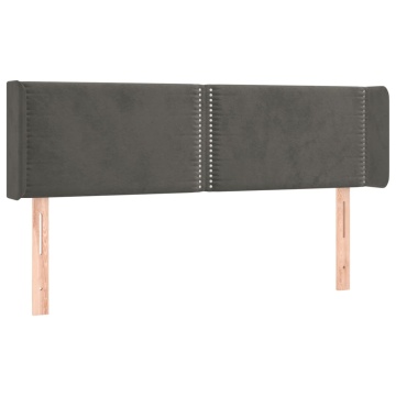 Tăblie de pat cu aripioare gri închis 147x16x78/88 cm catifea - Img 2