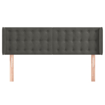 Tăblie de pat cu aripioare gri închis 147x16x78/88 cm catifea - Img 3