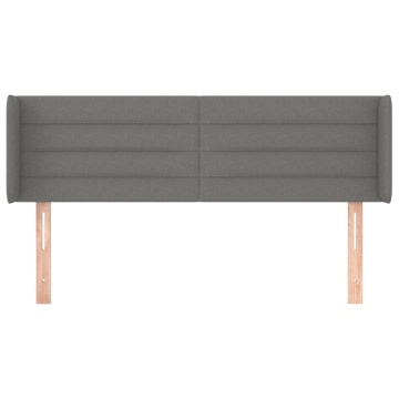 Tăblie de pat cu aripioare gri închis 147x16x78/88 cm textil - Img 3
