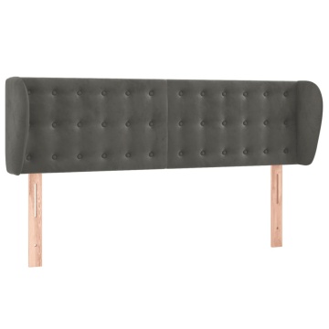 Tăblie de pat cu aripioare gri închis 147x23x78/88 cm catifea - Img 2