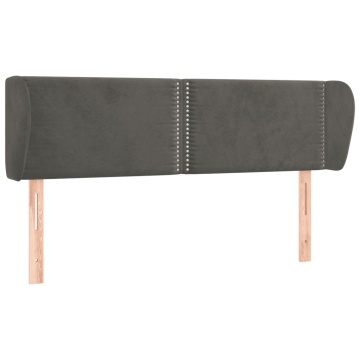 Tăblie de pat cu aripioare gri închis 147x23x78/88 cm catifea - Img 2