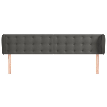 Tăblie de pat cu aripioare gri închis 163x23x78/88 cm catifea - Img 3