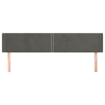 Tăblie de pat cu aripioare gri închis 183x16x78/88 cm catifea - Img 3