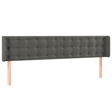 Tăblie de pat cu aripioare gri închis 183x16x78/88 cm catifea - Img 2