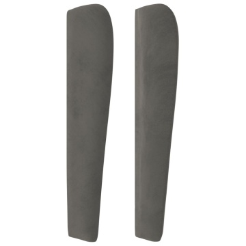 Tăblie de pat cu aripioare gri închis 183x23x118/128 cm catifea - Img 4