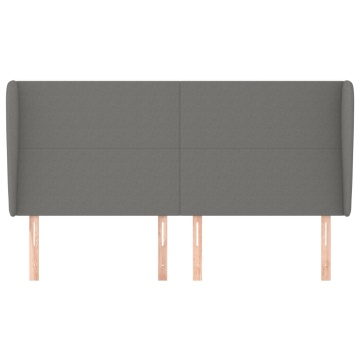 Tăblie de pat cu aripioare gri închis 183x23x118/128 cm textil - Img 3
