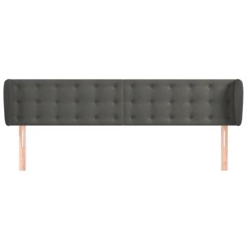 Tăblie de pat cu aripioare gri închis 183x23x78/88 cm catifea - Img 3