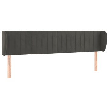 Tăblie de pat cu aripioare gri închis 183x23x78/88 cm catifea - Img 2